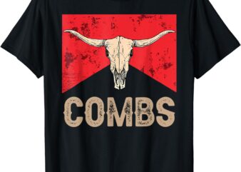 Funny Combs Country Music Western Cow Skull Cowboy T-Shirt