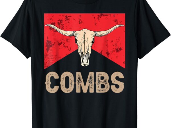 Funny combs country music western cow skull cowboy t-shirt