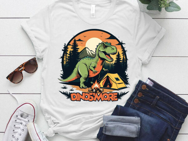 Funny dinos’more camping dinosaur camp camper t-shirt ltsp