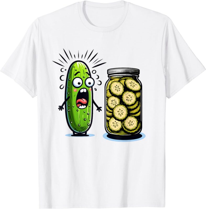 Funny Pickle Surprise A Cucumber And A Jar Of Sliced Pickles T-Shirt