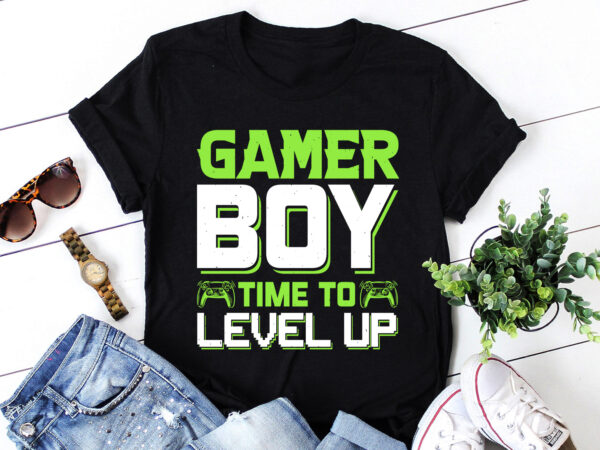 Gamer boy time to level up t-shirt design