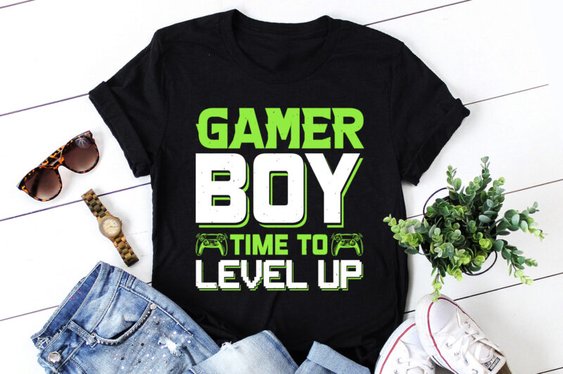 Gamer Boy Time to Level Up T-Shirt Design