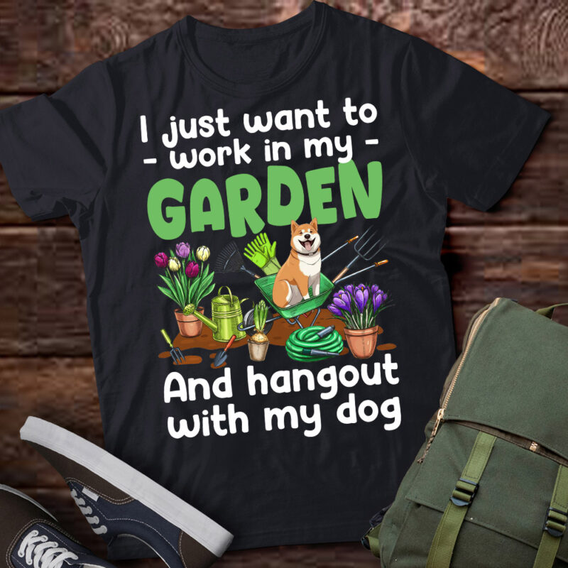 Gardening With My Shiba Dog Plant Lover Florist Gardener T-Shirt ltsp