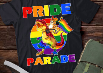 Gay Pride Parade Cat Dino Trex Ready Rainbow Flag Lgbt Ally T-Shirt ltsp