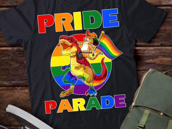 Gay pride parade cat dino trex ready rainbow flag lgbt ally t-shirt ltsp