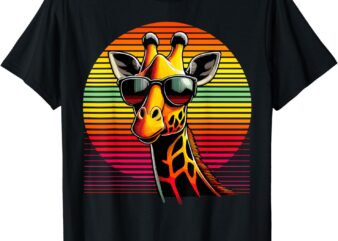 Giraffe Animal Vintage Sunglasses Giraffe T-Shirt