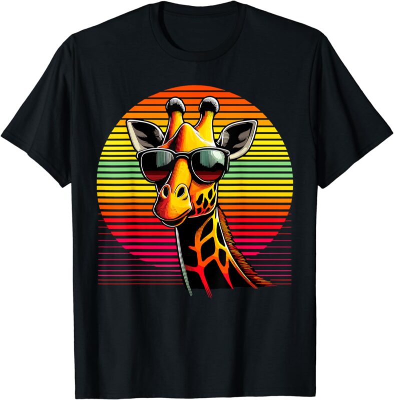 Giraffe Animal Vintage Sunglasses Giraffe T-Shirt