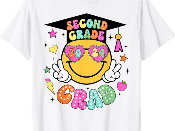 Groovy 2nd grade graduate happy face graduation 2024 grad t-shirt