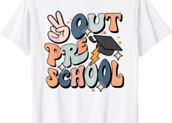 Groovy Last Day Of School Preschool Peace Out Preschool T-Shirt