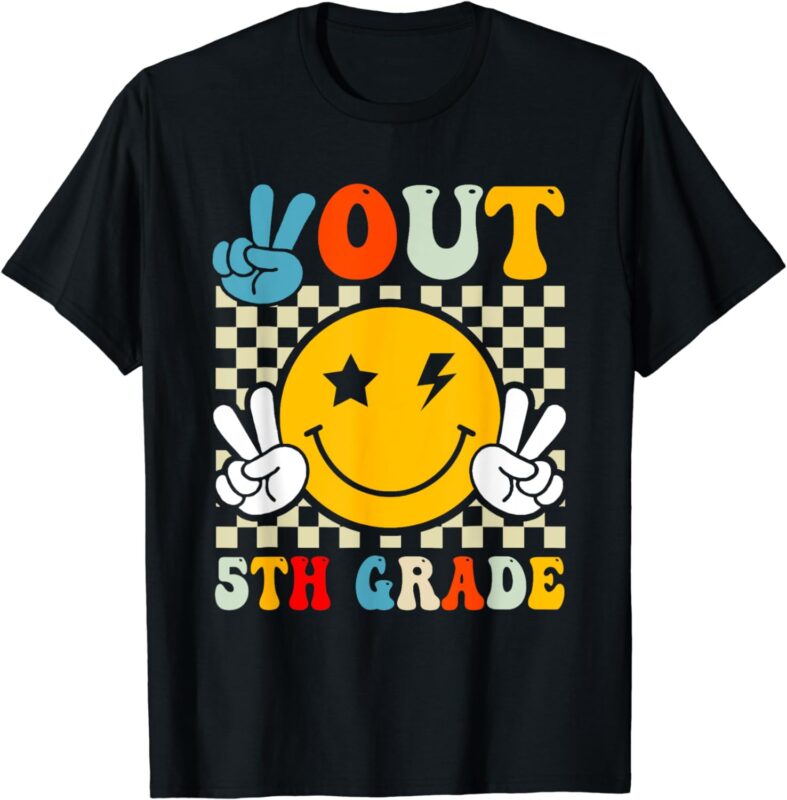 Groovy Peace Out 5th Grade Graduation Last Day Of School T-Shirt