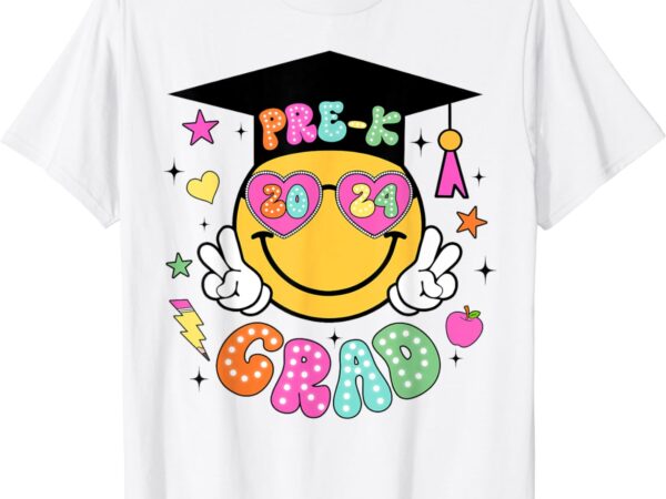 Groovy pre-k graduate happy face graduation 2024 grad t-shirt