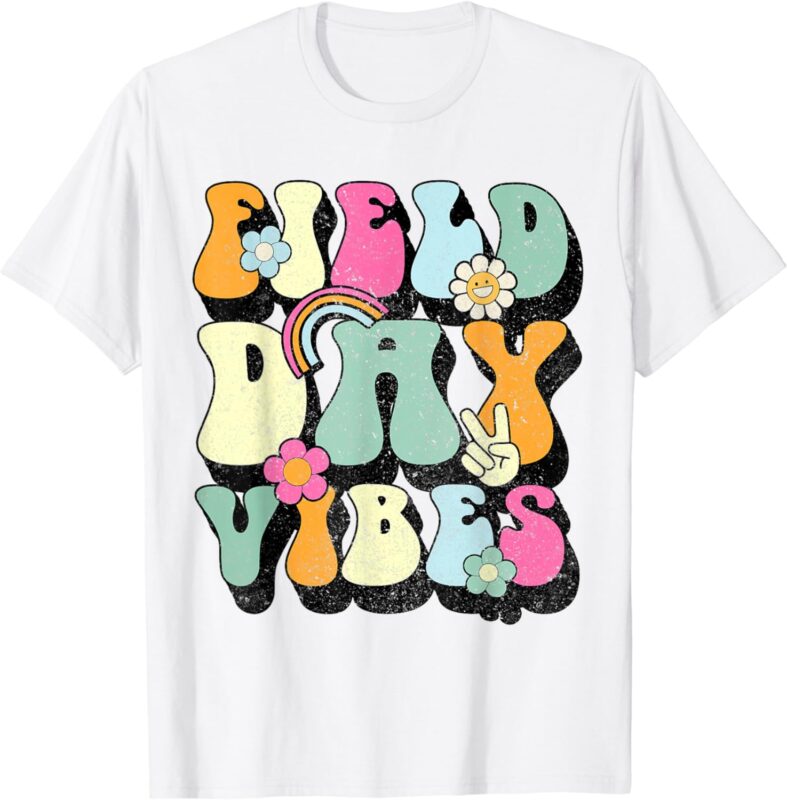 Groovy Retro Field Day Vibes Funny Shirts For Teacher Kids T-Shirt