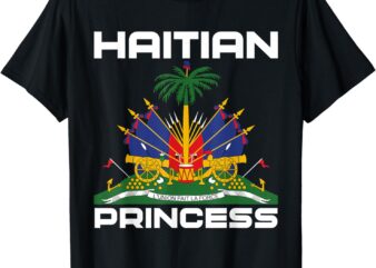 Haitian Princess Melanin Haiti Flag Princess Crown Funny T-Shirt
