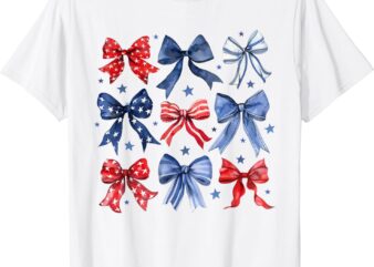 Happy 4th of July Patriotic Toddler Girl Boho Coquette Bows T-Shirt