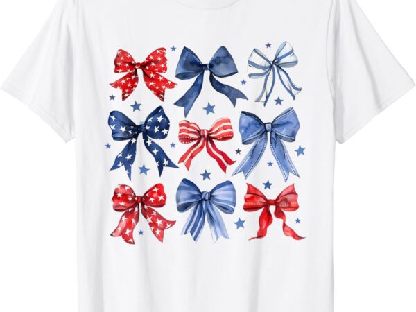 Happy 4th of july patriotic toddler girl boho coquette bows t-shirt