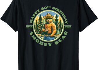 Happy 80th Birthday Smokey Bear 1944-2024 Retro Cupcake T-Shirt