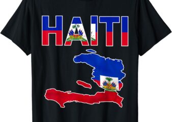 Happy Haitian Flag Day Cool Haiti Flag Map Haitian Pride T-Shirt