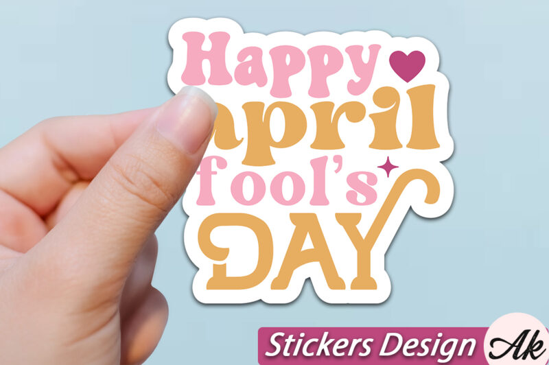 Retro April Fools Day Stickers SVG Bundle