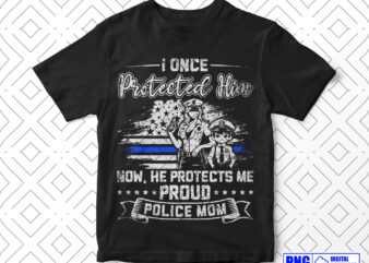 Proud Police Mom PNG, Mothers Day Gifts, Thin Blue Line USA Flag 4th Of July Patriotic Png, Police Officer Gifts, Baby Police Officer