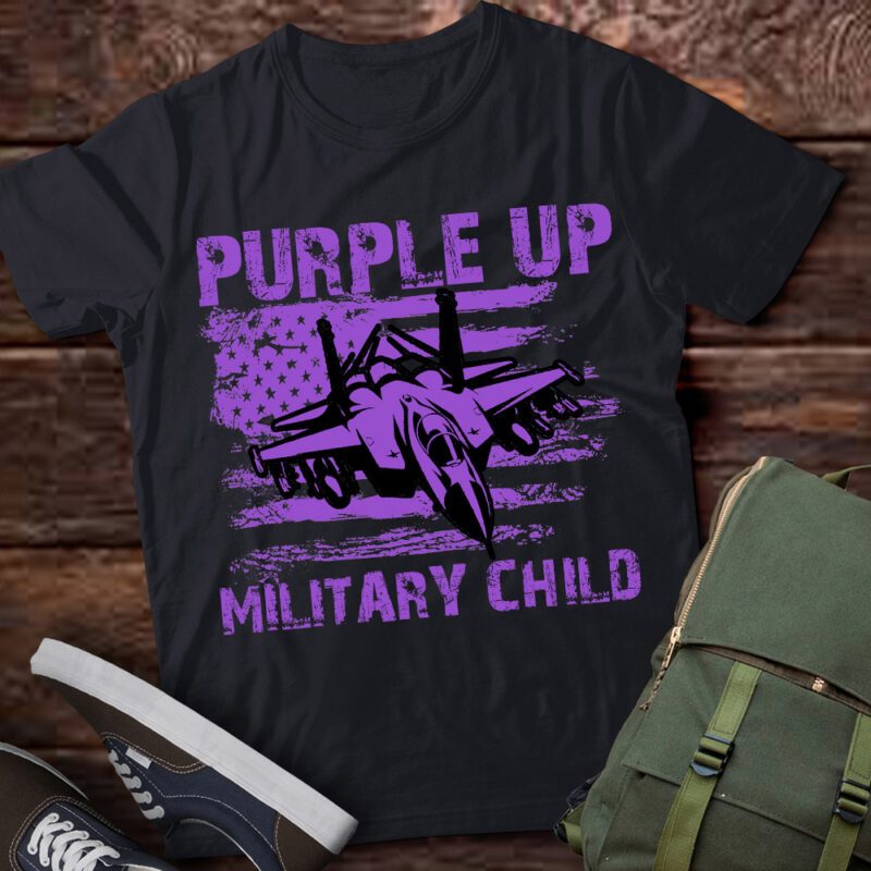 I Purple Up Month of Military Child Kids Air Force US Flag T-Shirt LTSP