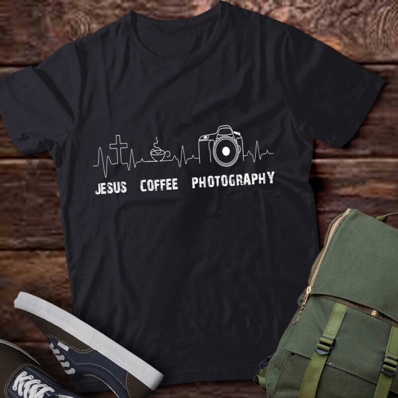 Jesus Coffee and Photography HeartBeat Funny Photographer Camera T-Shirt ltsp