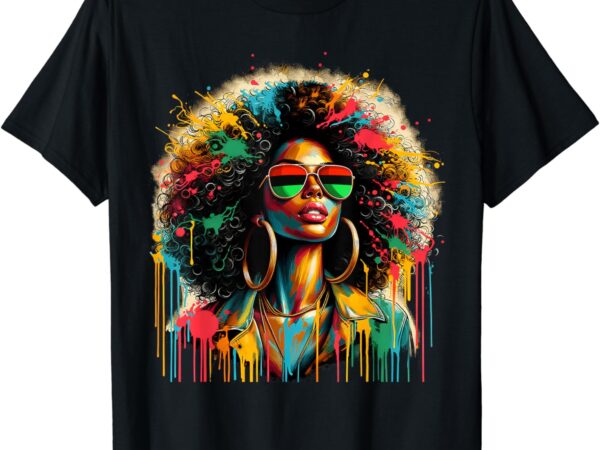Juneteenth black womens queen afro african melanin dripping t-shirt
