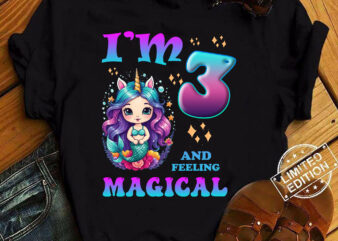 Kids I_m 3 Years Old Two 3nd Birthday 3yr Girl Unicorn Mermaid T-Shirt ltsp