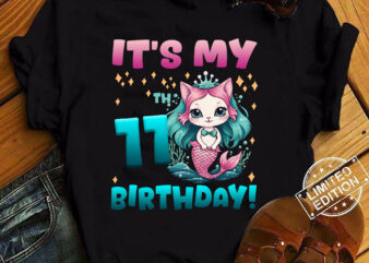 Kids It_s My 11th Mercat Birthday Theme for (11) Eleven Year Old T-Shirt ltsp