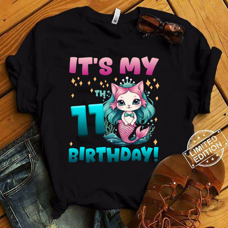 Kids It_s My 11th Mercat Birthday Theme for (11) Eleven Year Old T-Shirt ltsp