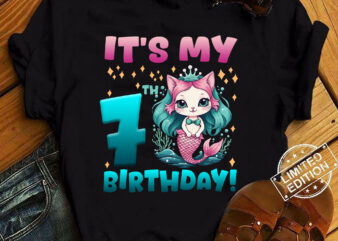 Kids It_s My 7th Mercat Birthday Theme for (7) seven Year Old T-Shirt ltsp