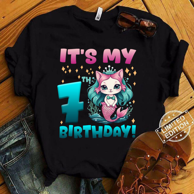 Kids It_s My 7th Mercat Birthday Theme for (7) seven Year Old T-Shirt ltsp