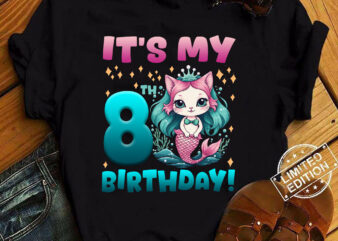 Kids It_s My 8th Mercat Birthday Theme for (8) Eight Year Old T-Shirt ltsp