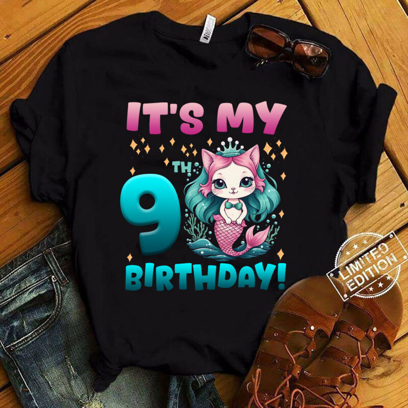 Kids It_s My 9th Mercat Birthday Theme for (9) Nine Year Old T-Shirt ltsp