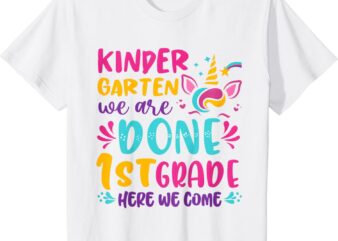 Kids Kindergarten Graduation Cute Unicorn Class Of 2024 Girls T-Shirt