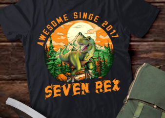 Kids Seven Rex 7rd Birthday Shirt Third Dinosaur 7 Year Old T-Shirt ltsp