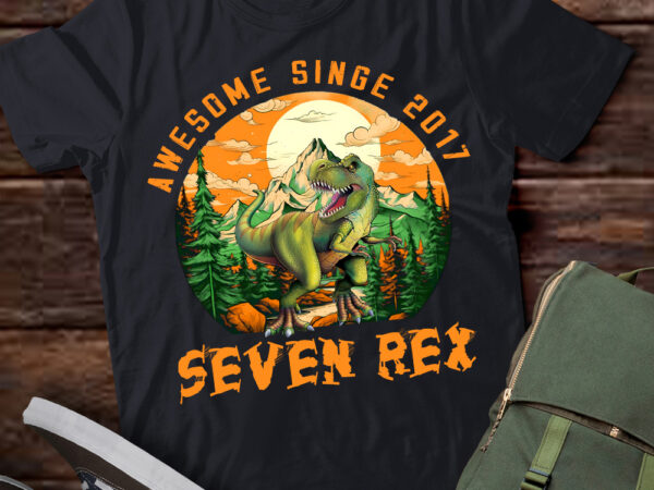 Kids seven rex 7rd birthday shirt third dinosaur 7 year old t-shirt ltsp