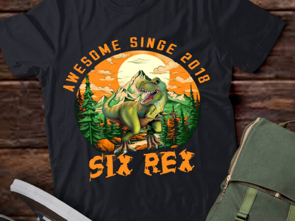 Kids six rex 6rd birthday shirt third dinosaur 6 year old t-shirt ltsp