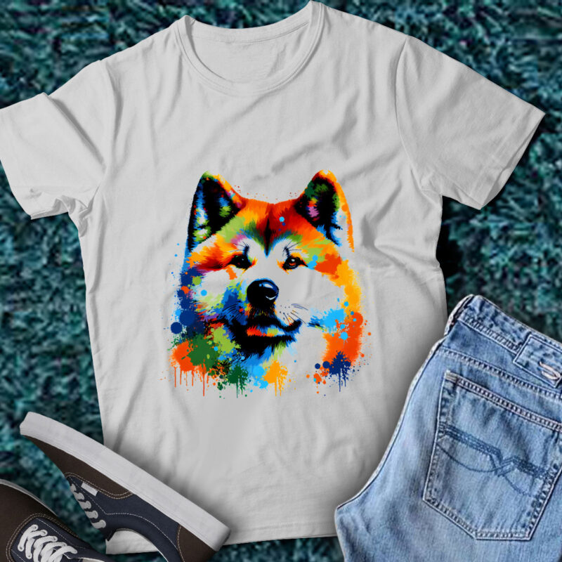 LT02 New Colorful Artistic Akitas Cute Pet Owner