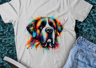 LT03 Colorful Artistic St. Bernards Cute Dog Portrait