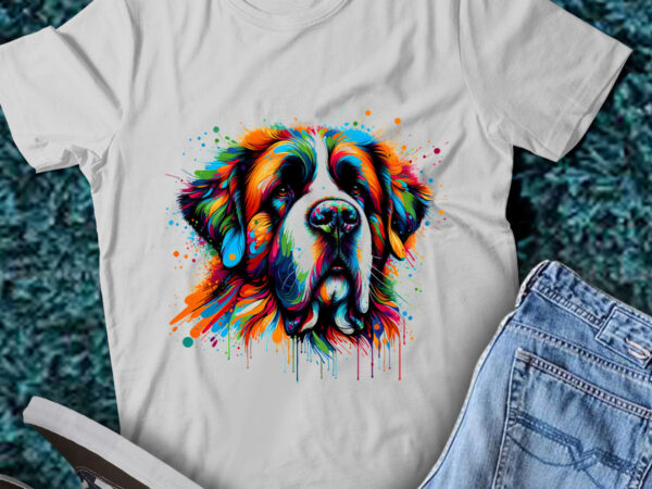 Lt03 colorful artistic st. bernards cute dog portrait t shirt vector graphic