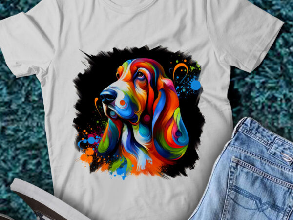 Lt12 new colorful artistic bassett hounds cute puppy t shirt vector graphic