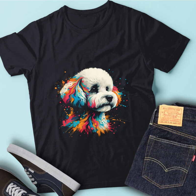 LT23 Colorful Artistic Frises Dog Cute Pet Lover Portrait