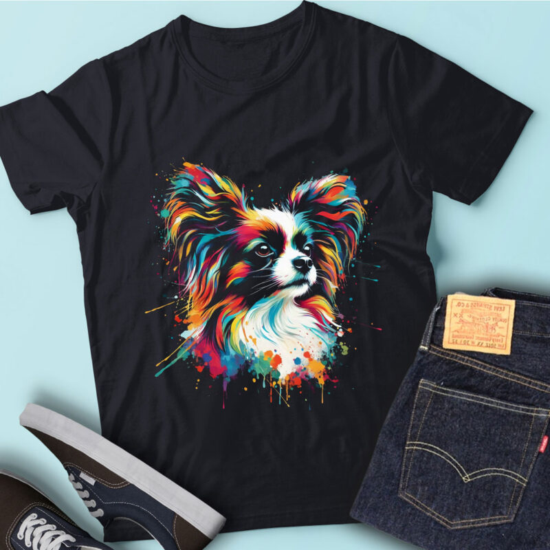 LT27 Colorful Artistic Papillons Vibrant Psychedelic Dog