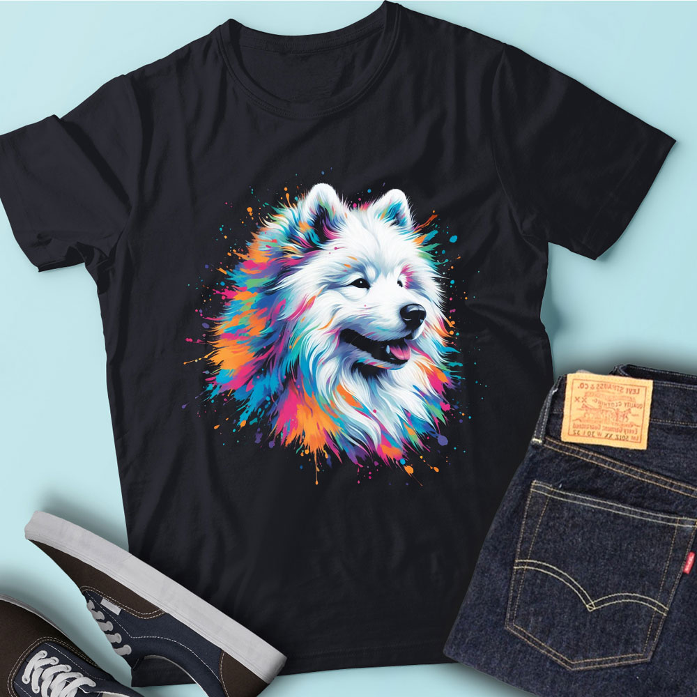 LT29 Colorful Artistic Samoyeds Cute Multicolor Puppy - Buy t-shirt designs