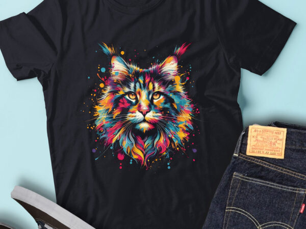 Lt32 colorful artistic maine coon cat cute pet lover t shirt vector graphic