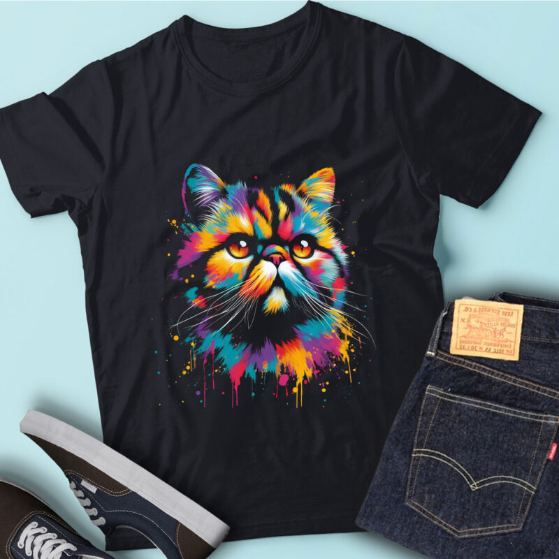 LT33 Colorful Artistic Exotic Shorthair Cat Love Funny Cat