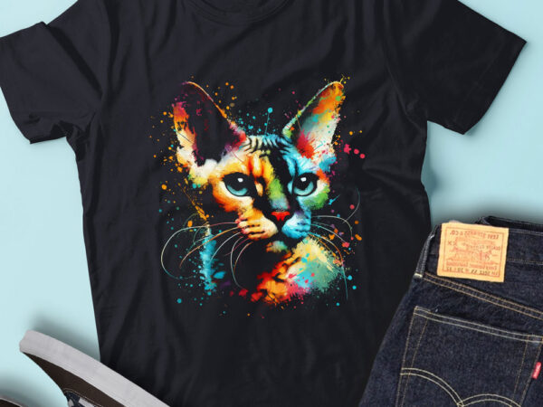 Lt36 colorful artistic devon rex cat multicolor cat lover t shirt vector graphic