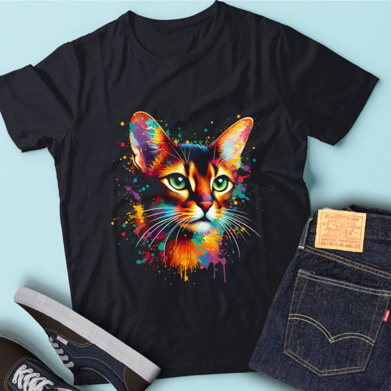 LT37 Colorful Artistic Abyssinian Cat Cute Art Cat Lover