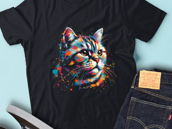 Lt38 colorful artistic american shorthair cat love funny cat t shirt vector graphic