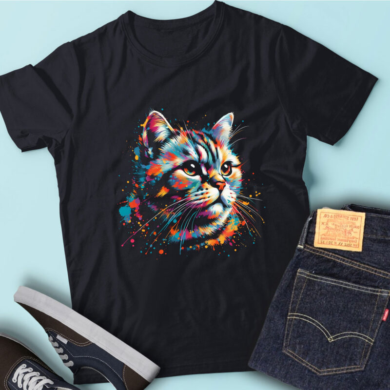 LT38 Colorful Artistic American Shorthair Cat Love Funny Cat